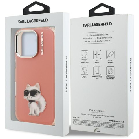 Etui Karl Lagerfeld IML Aquarelle Choupette & Logo do iPhone 16 Pro Max różowy
