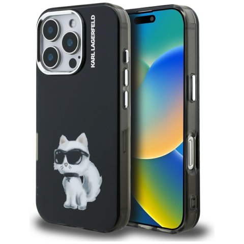 Etui Karl Lagerfeld IML Aquarelle Choupette & Logo do iPhone 16 Pro czarny