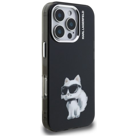 Etui Karl Lagerfeld IML Aquarelle Choupette & Logo do iPhone 16 Pro czarny