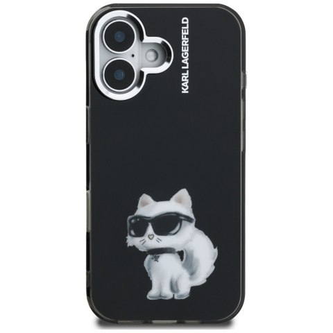 Etui Karl Lagerfeld IML Aquarelle Choupette & Logo do iPhone 16 czarny