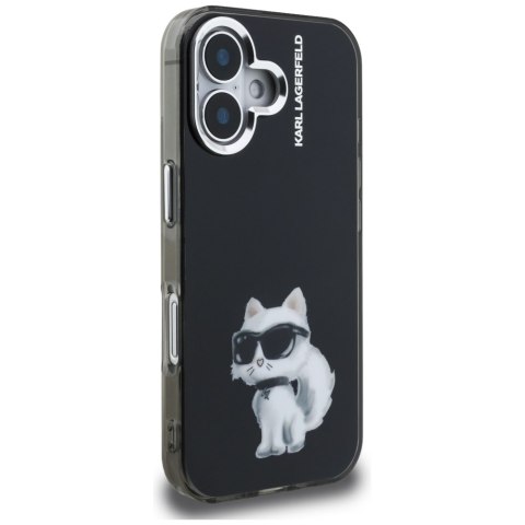 Etui Karl Lagerfeld IML Aquarelle Choupette & Logo do iPhone 16 czarny