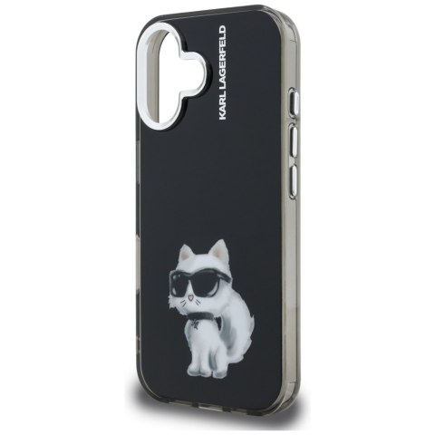 Etui Karl Lagerfeld IML Aquarelle Choupette & Logo do iPhone 16 czarny