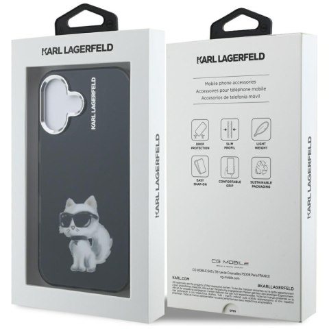 Etui Karl Lagerfeld IML Aquarelle Choupette & Logo do iPhone 16 czarny