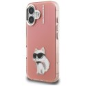 Etui Karl Lagerfeld IML Aquarelle Choupette & Logo do iPhone 16 różowy