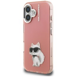 Etui Karl Lagerfeld IML Aquarelle Choupette & Logo do iPhone 16 różowy