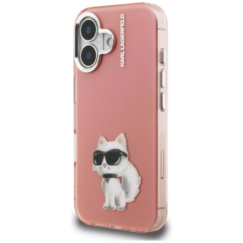 Etui Karl Lagerfeld IML Aquarelle Choupette & Logo do iPhone 16 różowy