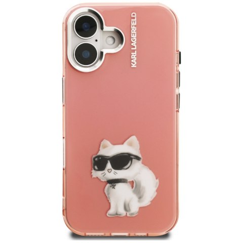 Etui Karl Lagerfeld IML Aquarelle Choupette & Logo do iPhone 16 różowy