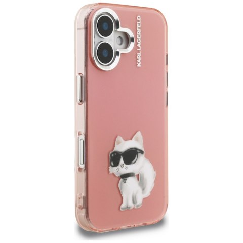 Etui Karl Lagerfeld IML Aquarelle Choupette & Logo do iPhone 16 różowy