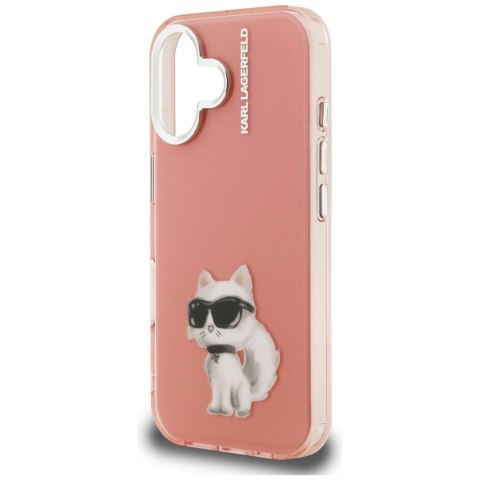 Etui Karl Lagerfeld IML Aquarelle Choupette & Logo do iPhone 16 różowy