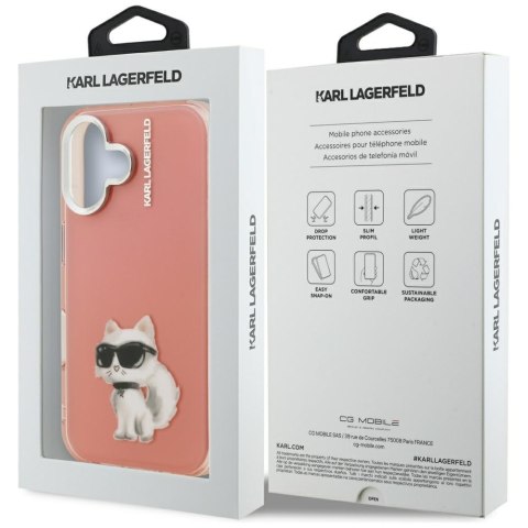 Etui Karl Lagerfeld IML Aquarelle Choupette & Logo do iPhone 16 różowy