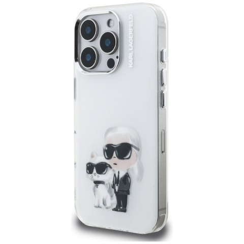 Etui Karl Lagerfeld IML Aquarelle Karl & Choupette & Logo do iPhone 16 Pro Max biały
