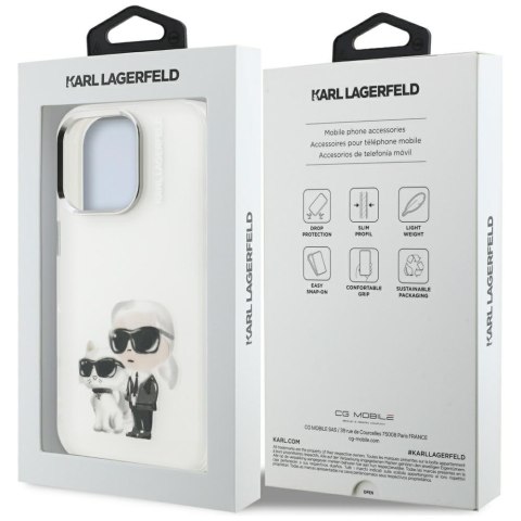 Etui Karl Lagerfeld IML Aquarelle Karl & Choupette & Logo do iPhone 16 Pro Max biały