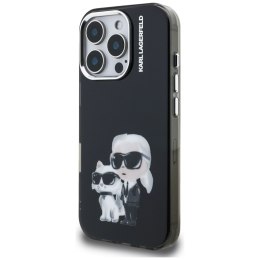 Etui Karl Lagerfeld IML Aquarelle Karl & Choupette & Logo do iPhone 16 Pro Max czarny
