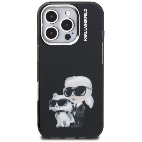 Etui Karl Lagerfeld IML Aquarelle Karl & Choupette & Logo do iPhone 16 Pro Max czarny