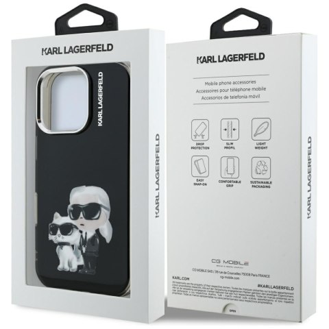 Etui Karl Lagerfeld IML Aquarelle Karl & Choupette & Logo do iPhone 16 Pro Max czarny