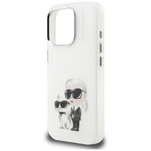 Etui Karl Lagerfeld IML Aquarelle Karl & Choupette & Logo do iPhone 16 Pro biały