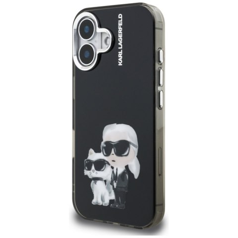 Etui Karl Lagerfeld IML Aquarelle Karl & Choupette & Logo do iPhone 16 czarny