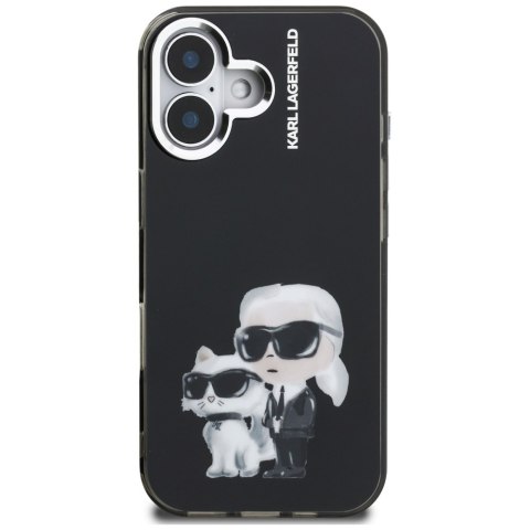 Etui Karl Lagerfeld IML Aquarelle Karl & Choupette & Logo do iPhone 16 czarny