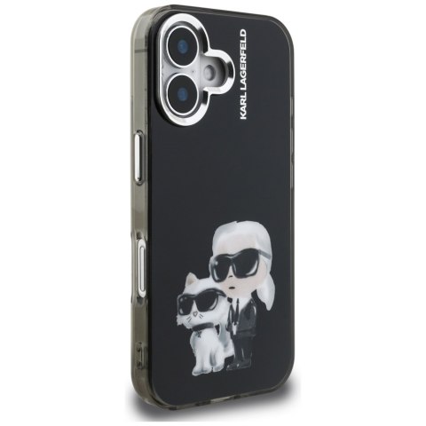 Etui Karl Lagerfeld IML Aquarelle Karl & Choupette & Logo do iPhone 16 czarny