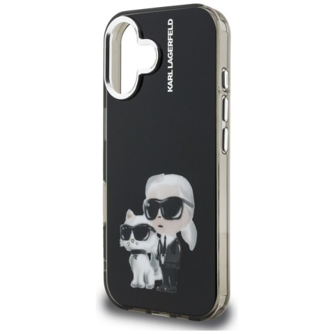 Etui Karl Lagerfeld IML Aquarelle Karl & Choupette & Logo do iPhone 16 czarny