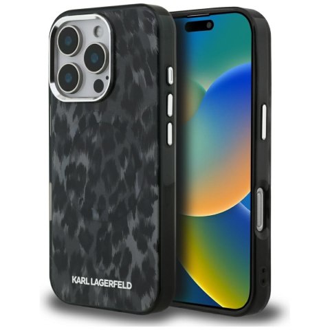 Etui Karl Lagerfeld IML Leopard Pattern MagSafe do iPhone 16 Pro Max czarny