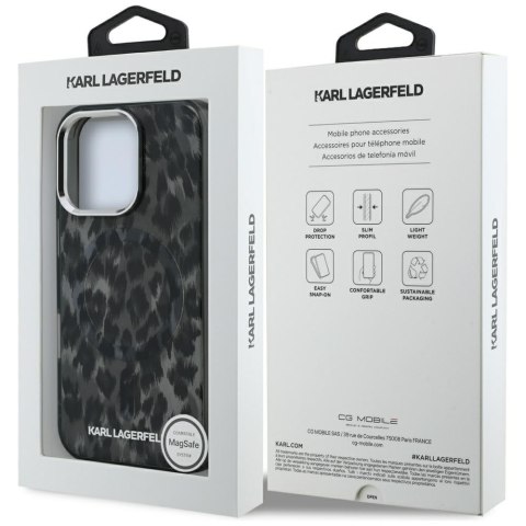 Etui Karl Lagerfeld IML Leopard Pattern MagSafe do iPhone 16 Pro Max czarny