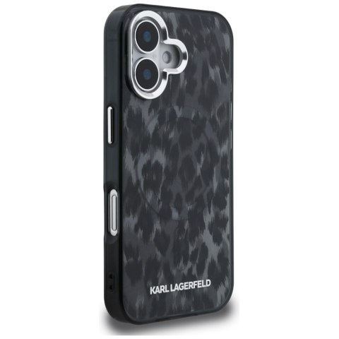 Etui Karl Lagerfeld IML Leopard Pattern MagSafe do iPhone 16 czarny