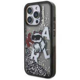 Etui Karl Lagerfeld Liquid Glitter Choupette Logo do iPhone 16 Pro Max czarny