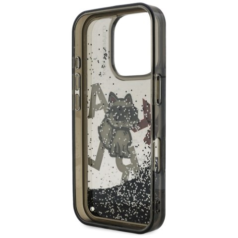 Etui Karl Lagerfeld Liquid Glitter Choupette Logo do iPhone 16 Pro Max czarny