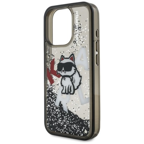 Etui Karl Lagerfeld Liquid Glitter Choupette Logo do iPhone 16 Pro czarny