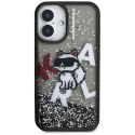 Etui Karl Lagerfeld Liquid Glitter Choupette Logo do iPhone 16 czarny