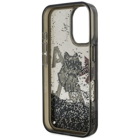 Etui Karl Lagerfeld Liquid Glitter Choupette Logo do iPhone 16 czarny