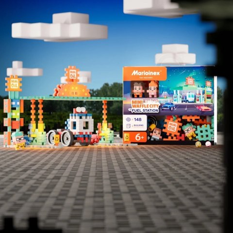 MARIOINEX Klocki Mini Waffle City Stacja paliw, 148 elementów