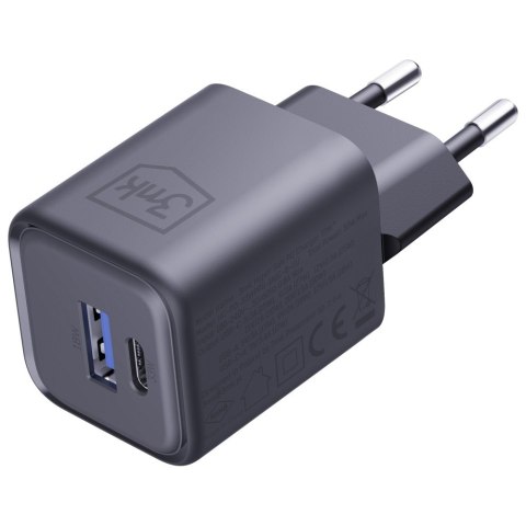 Ładowarka sieciowa 3MK Hyper Charger PD 33W GaN QC4+ PPS AFC FCP SCP USB-A + USB-C czarny