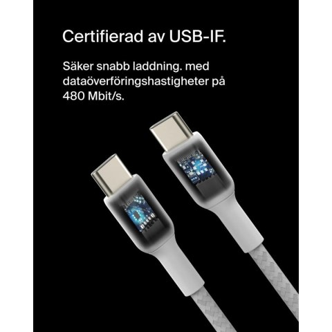 Kabel USB-C na USB-C Belkin CAB004BT2MWH Biały 2 m