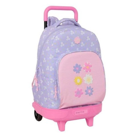 Torba szkolna z kółkami Safta Bouquet Różowy Liliowy 33 x 45 x 22 cm
