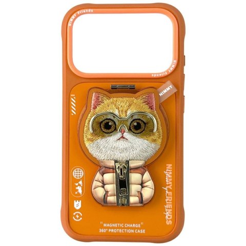 Etui Nimmy Cool&Cute 2.0 Cat do iPhone 17 Pro Max z magnetyczną zawieszką pomarańczowy