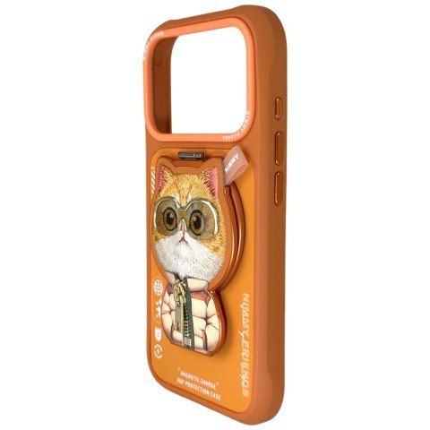Etui Nimmy Cool&Cute 2.0 Cat do iPhone 17 Pro z magnetyczną zawieszką pomarańczowy