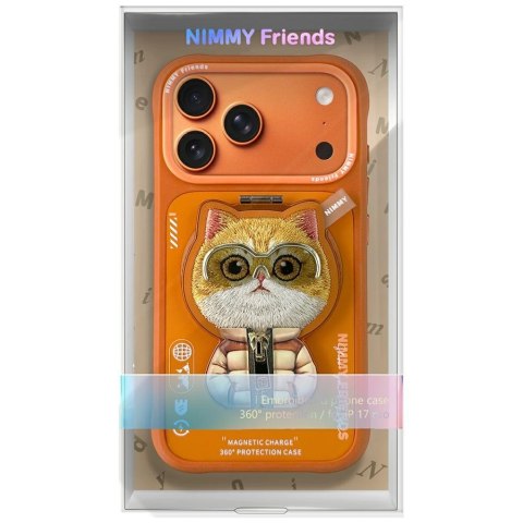Etui Nimmy Cool&Cute 2.0 Cat do iPhone 17 Pro z magnetyczną zawieszką pomarańczowy