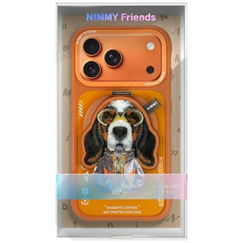 Etui Nimmy Cool&Cute 2.0 Dog do iPhone 17 Pro Max z magnetyczną zawieszką pomarańczowy