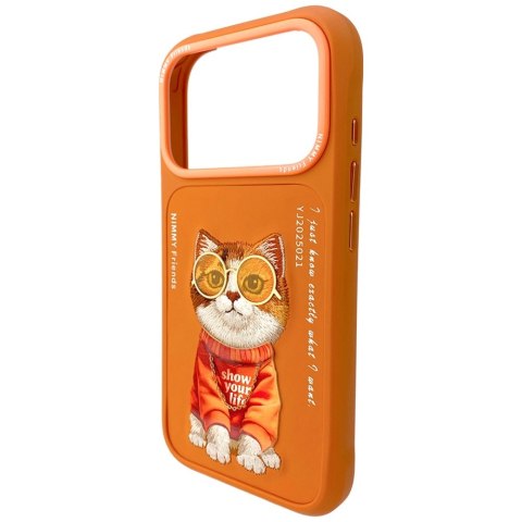 Etui Nimmy Glasses Cool Cat do iPhone 17 Pro pomarańczowy