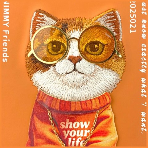 Etui Nimmy Glasses Cool Cat do iPhone 17 Pro pomarańczowy