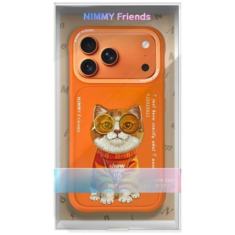 Etui Nimmy Glasses Cool Cat do iPhone 17 Pro pomarańczowy