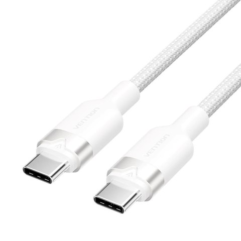 Kabel USB-C do USB-C Vention w oplocie 3A 480Mbps 60W PD 1m biały