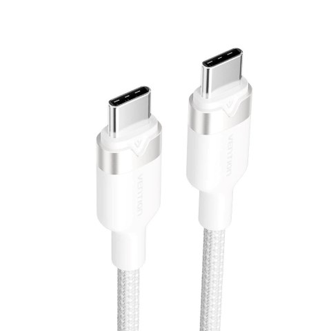 Kabel USB-C do USB-C Vention w oplocie 3A 480Mbps 60W PD 1m biały
