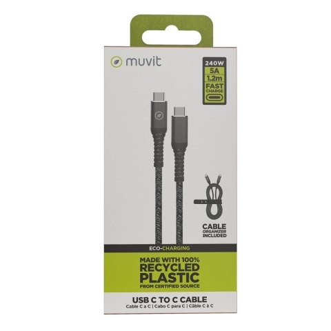 Kabel USB-C na USB-C Muvit for Change Czarny 1,2 m