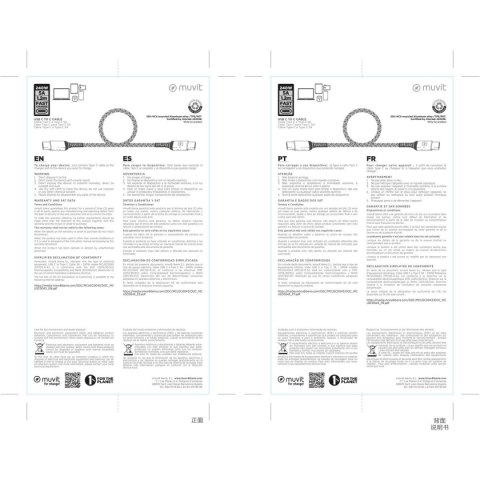 Kabel USB-C na USB-C Muvit for Change Czarny 1,2 m