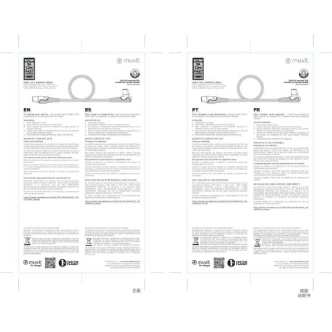 Kabel USB-C na USB-C Muvit for Change Czarny 1,2 m