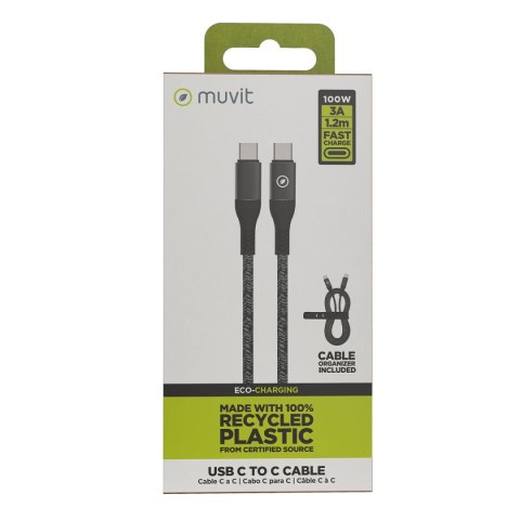 Kabel USB-C na USB-C Muvit for Change Czarny 1,2 m