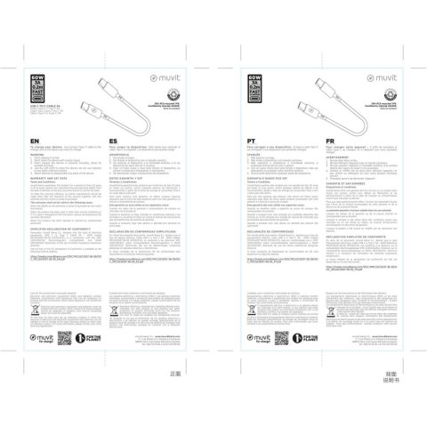 Kabel USB-C na USB-C Muvit for Change Lawenda 0,2 m